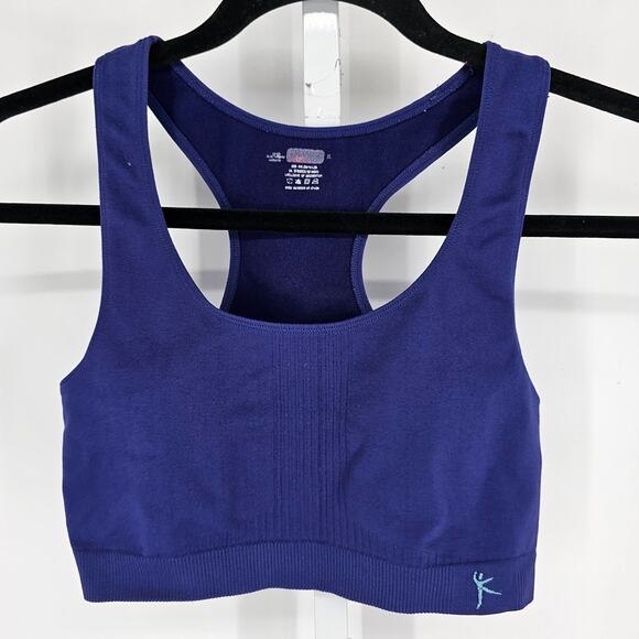 Danskin Now Womens Sz XL Racerback Sports Bra Medium Impact Blue - Picture 1 of 3